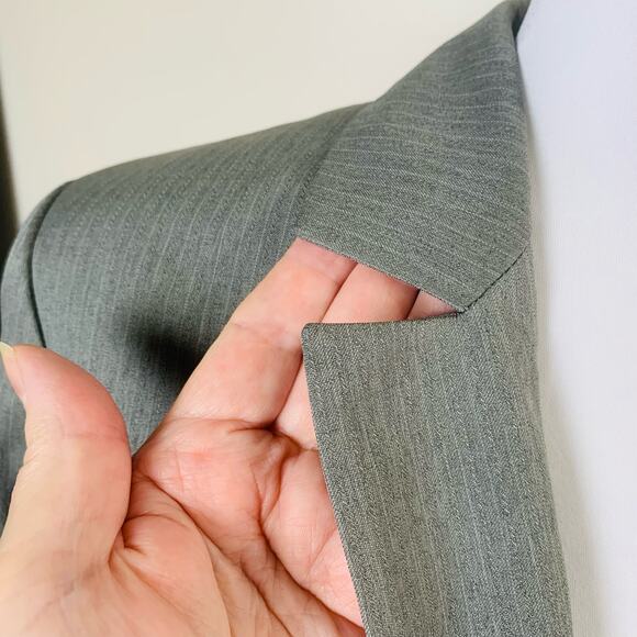 Kasper Size 16 Women's Pinstripe Blazer Jacket Gray Single Button Office Career - Picture 8 of 11